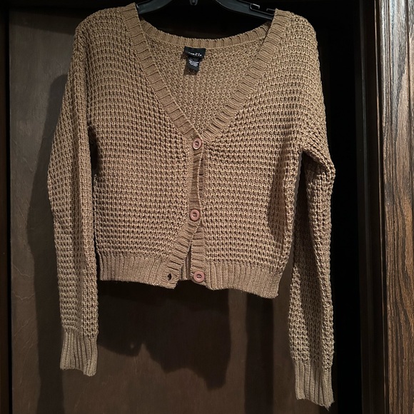 Brown Cropped Cardigan Sweater - Picture 9 of 9